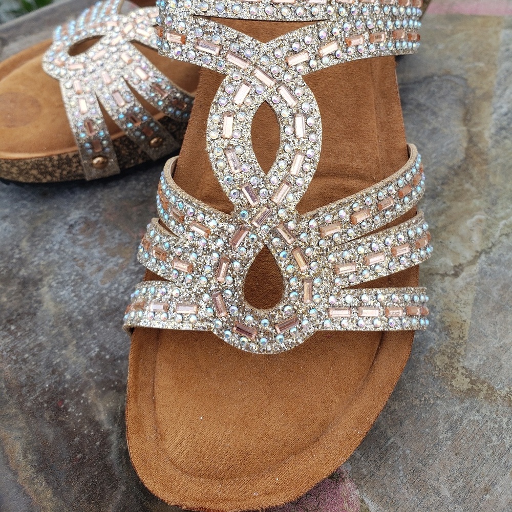 Weeboo Sandals Gold Bling New